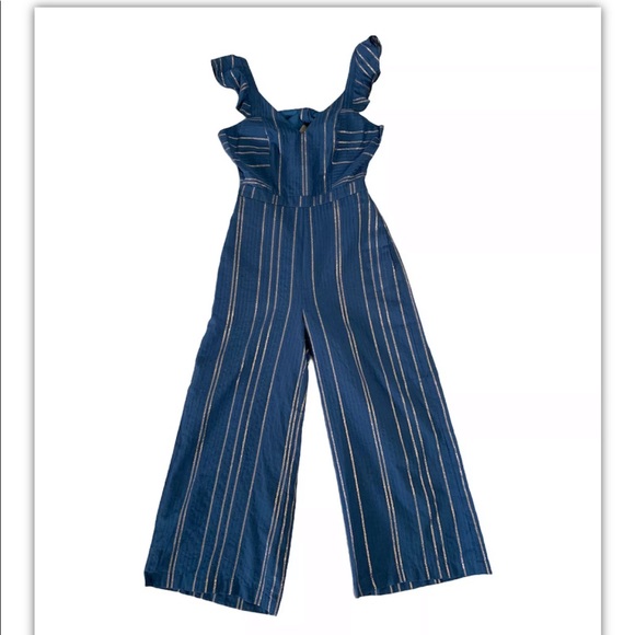 Anthropologie Dolan Jumpsuit Open Back Alicia Blue XS New - Picture 7 of 7